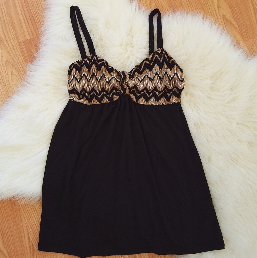 Baby Doll Sweetheart Top w/ Metallic Crochet Upper